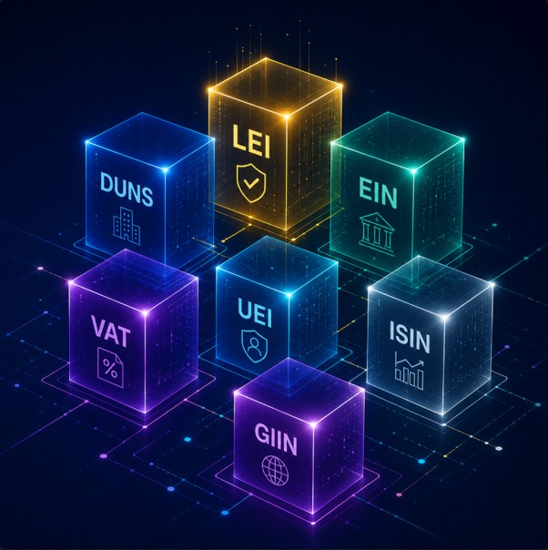 Comparativa de identificadores empresariales: LEI, ISIN, DUNS, EIN y número de IVA explicados